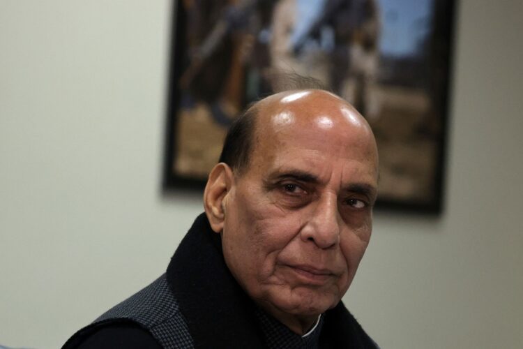 ARLINGTON, VIRGINIA - APRIL 11: Indian Minister of Defense Rajnath Singh attends a meeting with U.S. Secretary of Defense Lloyd Austin at the Pentagon April 11, 2022 in Arlington, Virginia. Defense Minister Singh is in Washington to attend the U.S.-India 2+2 Ministerial Dialogue. (Photo by Alex Wong/Getty Images)
