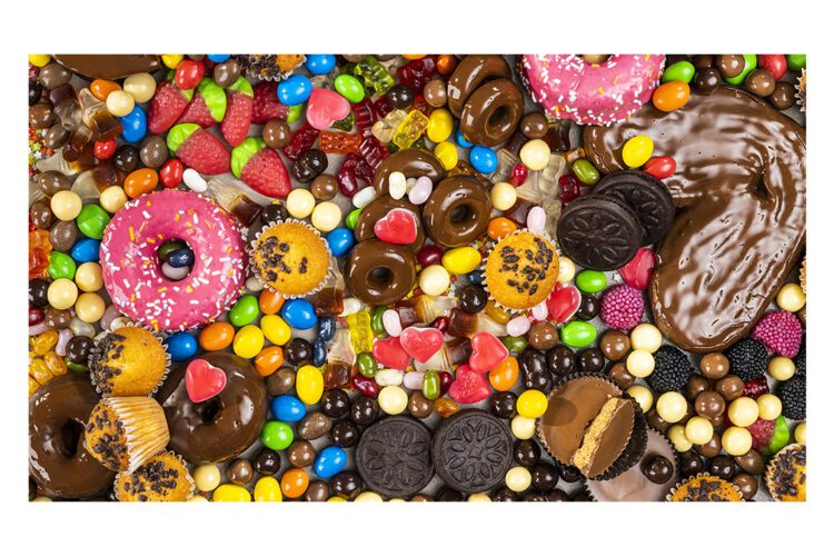 Still life of sweets and goodies with copy space