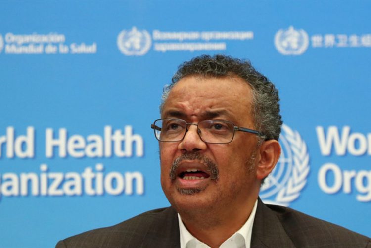ලෝක සෞඛ්‍ය සංවිධානයේ අධ්‍යක්ෂ ජනරාල් වෛද්‍ය ටෙඩ්රෝස් ගේබ්‍රිෙය්සස්