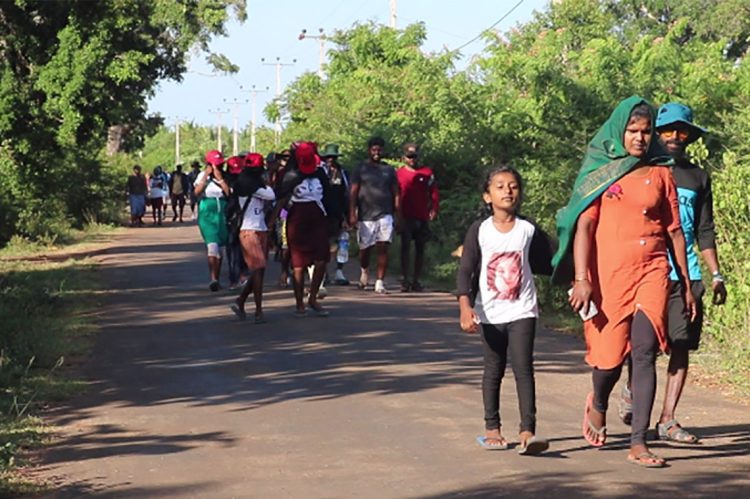 වනගත මාර්ගවලින් පා ගමනින් එන බැතිමතුන්...