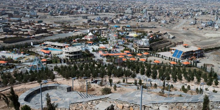 TOPSHOT - This photograph taken on November 9, 2022, shows a general view of the Habibullah Zazai Park on the outskirts of Kabul. - The Taliban have banned Afghan women from entering the capital's public parks and funfairs, just months after ordering access to be segregated by gender. (Photo by Wakil KOHSAR / AFP) (Photo by WAKIL KOHSAR/AFP via Getty Images)