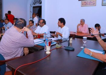 සාකච්ඡාවේදී මහින්ද රාජපක්ෂ මහතා අදහස් දක්වන අයුරු