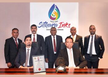 Seated - Chayanka Wickremasinghe (Director), Channa Wickremasinghe (Chairman/ Managing Director). Standing from Left - Gayantha Perera (Asst Manager - Quality Assurance), Mahesh Abeysinghe (Production Manager), H. B. Anandaratne (General Manager), Malinda Tennakoon (Chief Marketing & Technical Officer), Pubudu Madhushan (Factory Engineer)