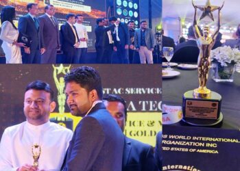 Manoj Tharaka (Managing Director) and Lahiru Udayanga (Assistant General Manager – Service) receiving the award