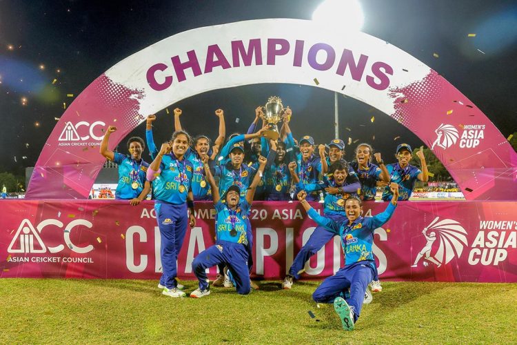 Sri Lanka players celebrates with series trophy during the ACC Women's T20 Asia Cup 2024 - Final match between India and Sri Lanka at the Rangiri Dambulla International Cricket Stadium, Dambulla, Sri Lanka, on July 28, 2024.

Photo Credit : Pankaj Nangia / Asian Cricket Council / CREIMAS

RESTRICTED TO EDITORIAL USE