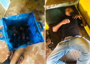 බීලා වැටී සිටිනා ආකාරය....