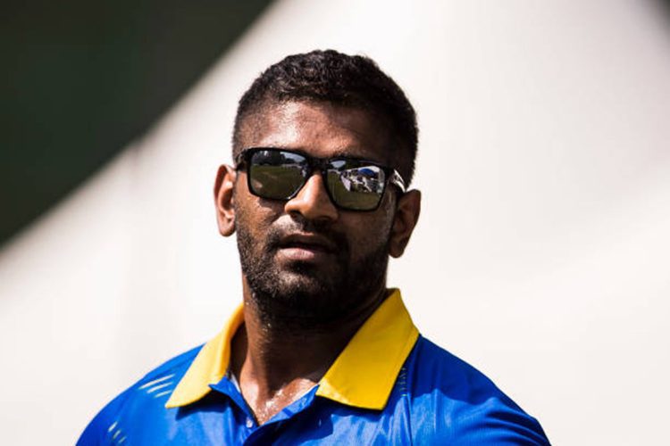 HONG KONG, HONG KONG - OCTOBER 28: Ramith Rambukwella of Sri Lanka looks on during Day 1 of Hong Kong Cricket World Sixes 2017 Group B match between New Zealand Kiwis vs Sri Lanka at Kowloon Cricket Club on 28 October 2017, in Hong Kong, Hong Kong. (Photo by Power Sport Images/Getty Images)