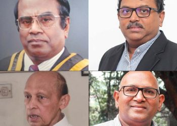 වමේ සිට පිළිවෙළින් - මහාචාර්ය ලක්ෂ්මන් දිසානායක, මහාචාර්ය ගාමිණී සෙනවිතරත්න,  මහාචාර්ය කීර්ති තෙන්නකෝන් සහ මහාචාර්ය එස්.පී. බෙන්ජමින්.....